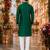 Green original mirror work viscos silk blend straight kurta