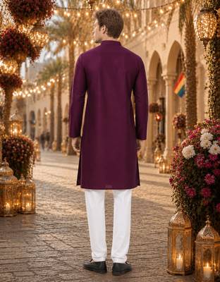 Purple original mirror work viscos silk blend straight kurta 2