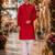 Red original mirror work viscos silk blend straight kurta