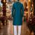 Teal original mirror work viscos silk blend straight kurta
