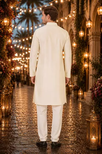 White original mirror work viscos silk blend straight kurta