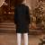 Black embroidered cotton straight kurta
