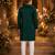 Green embroidered cotton straight kurta