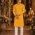 Yellow embroidered cotton straight kurta