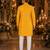 Yellow embroidered cotton straight kurta