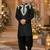Black embroidered & sequence work silk blend straight kurta set