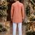 Orange embroidered silk blend straight kurta