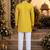 Yellow embroidered silk blend straight kurta