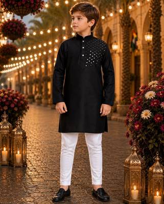 Black original mirror work viscos silk straight kurta 1