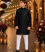 Black original mirror work viscos silk straight kurta