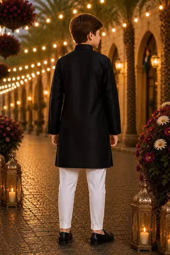 Black original mirror work viscos silk straight kurta