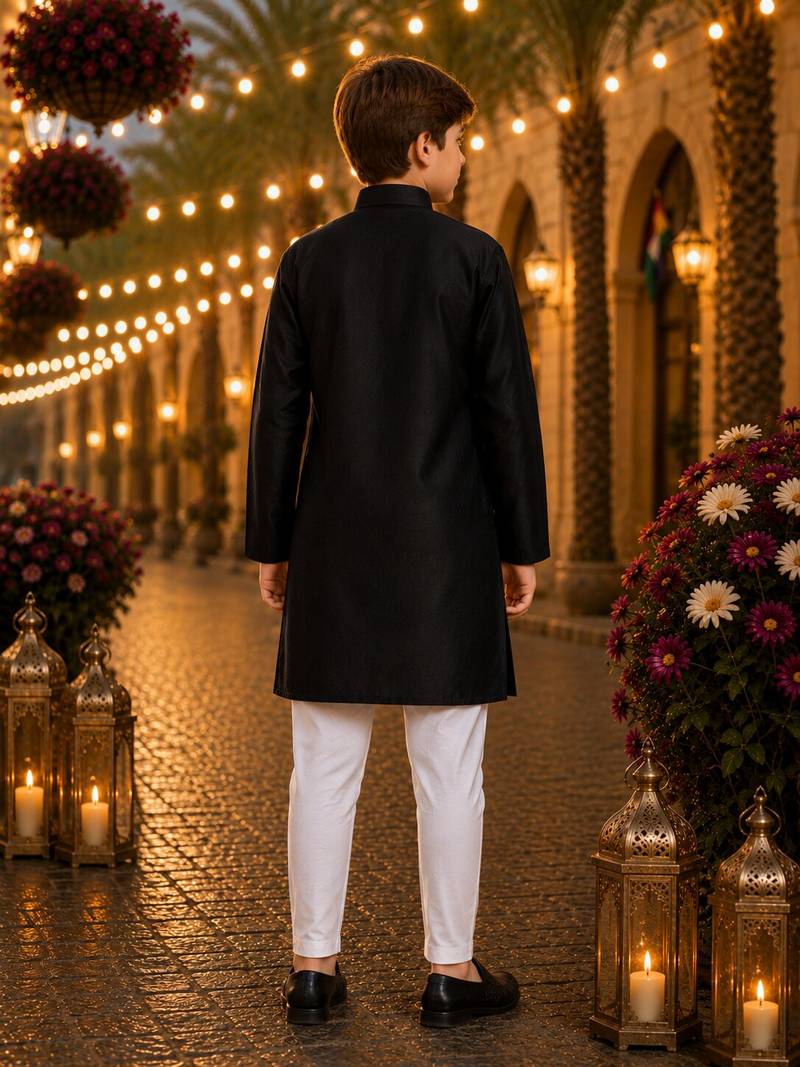 Black original mirror work viscos silk straight kurta