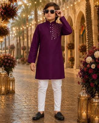 Purple original mirror work viscos silk straight kurta 1