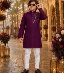 Purple original mirror work viscos silk straight kurta