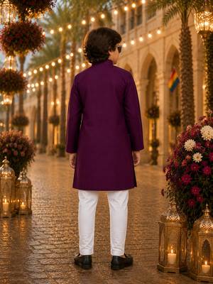 Purple original mirror work viscos silk straight kurta 2
