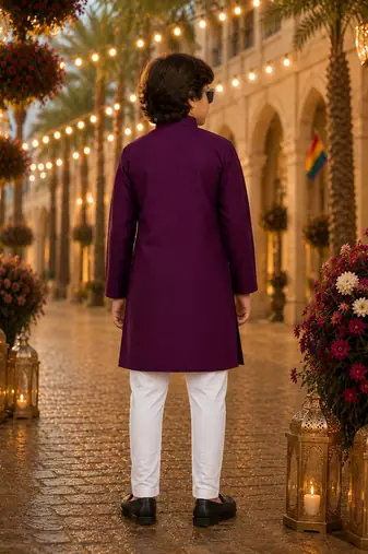 Purple original mirror work viscos silk straight kurta
