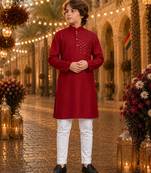 Red original mirror work viscos silk straight kurta