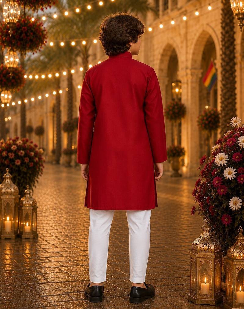 Red original mirror work viscos silk straight kurta