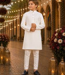 White original mirror work viscos silk straight kurta