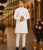 White original mirror work viscos silk straight kurta