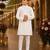White original mirror work viscos silk straight kurta