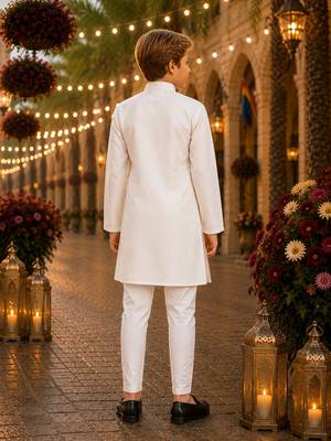 White original mirror work viscos silk straight kurta 2