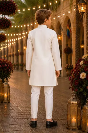 White original mirror work viscos silk straight kurta