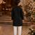 Black embroidered cotton straight kurta