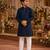 Blue embroidered cotton straight kurta