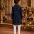 Blue embroidered cotton straight kurta