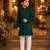 Green embroidered cotton straight kurta