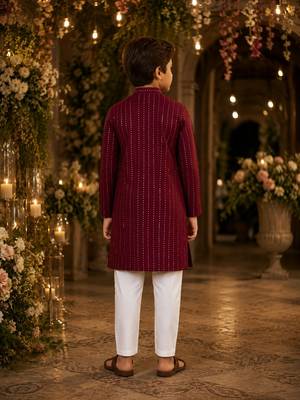 Purple embroidered cotton straight kurta 2