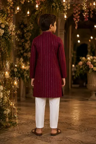 Purple embroidered cotton straight kurta