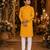 Yellow embroidered cotton straight kurta