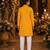Yellow embroidered cotton straight kurta
