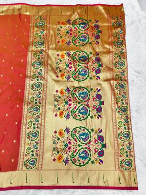 Gajri zari woven paithani silk traditional saree with swarovski blouse piece 2
