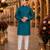 blue color mirror work viscos silk straight kurta