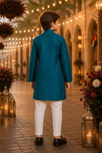 blue color mirror work viscos silk straight kurta