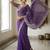 Purple Color Embroidery Thread and Zari Work georgette Saree