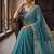 Teal Color Embroidery Thread and Zari Work georgette Saree