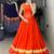 Orange Color Fancy Plain Lehenga With Lace Patti Work Blouse For Navratri - full stitched free size