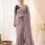 Lavender Color embroidery And sequences work Satin Saree