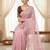 pink Color embroidery And sequences work Satin Saree