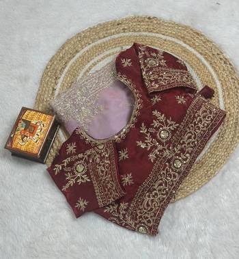 pink Color embroidery And sequences work Satin Saree 4