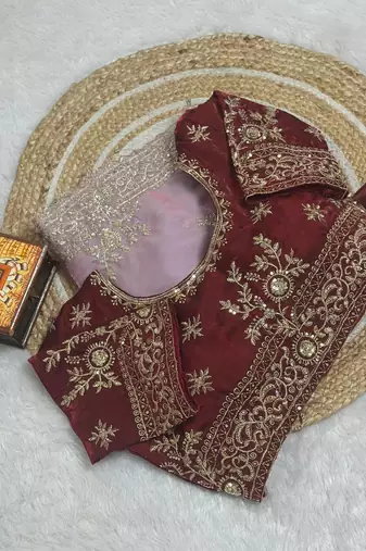 pink Color embroidery And sequences work Satin Saree