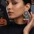 Oxidized flower silver  motif statement earrings with white pearl cluster drops