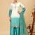 Blue Color Front Embroidery Beads Work With Cut-work Padding Star Georgette Kurti Set