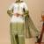 Olive Color Front Embroidery Beads Work With Cut-work Padding Star Georgette Kurti Set