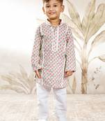 Boys aqua cotton kurta pyjama set