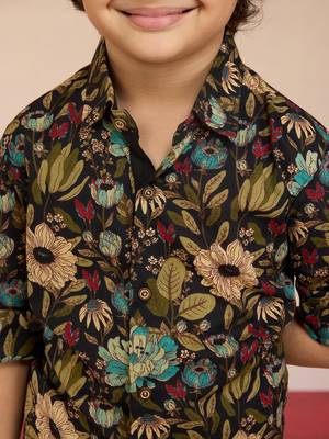 Cotton kurta set with pyjama for boys| black | navratri 2